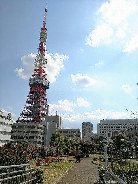 芝給水所公園から見える東京タワー